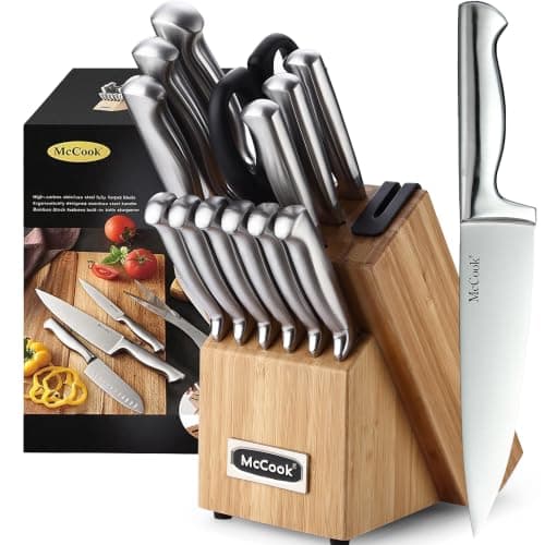 McCook 15-Piece Knife Block Set with Sharpener
