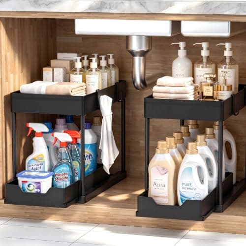 DEKAVA 2-Tier Sliding Under-Sink Organizer, 2-Pack