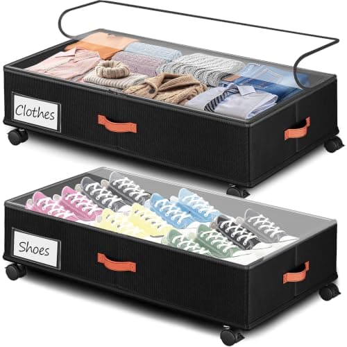 Tsinglax 66 L Under-Bed Storage with Wheels, 2-Pack