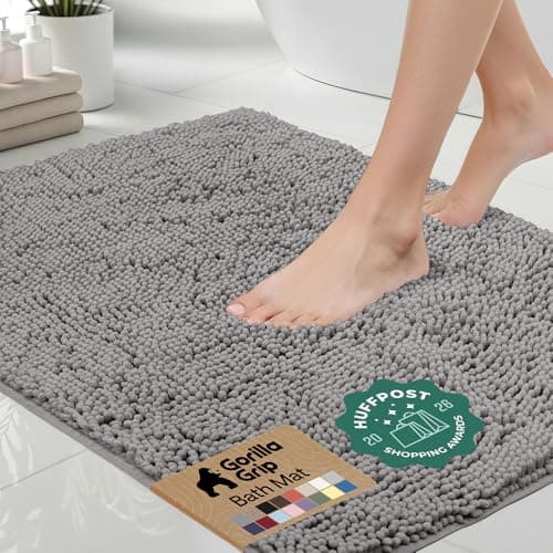 Gorilla Grip Absorbent Chenille Bath Rug, 24 × 17 — our pick for The best bath mats